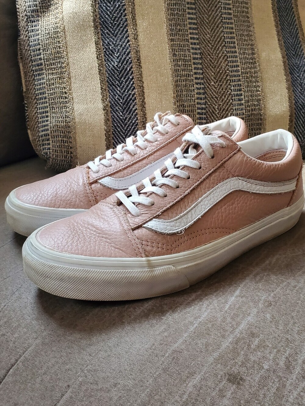 Vans Old Skool Size 7M/8.5W Rose Pink Tumbled Leather Skateboard Shoes 721278